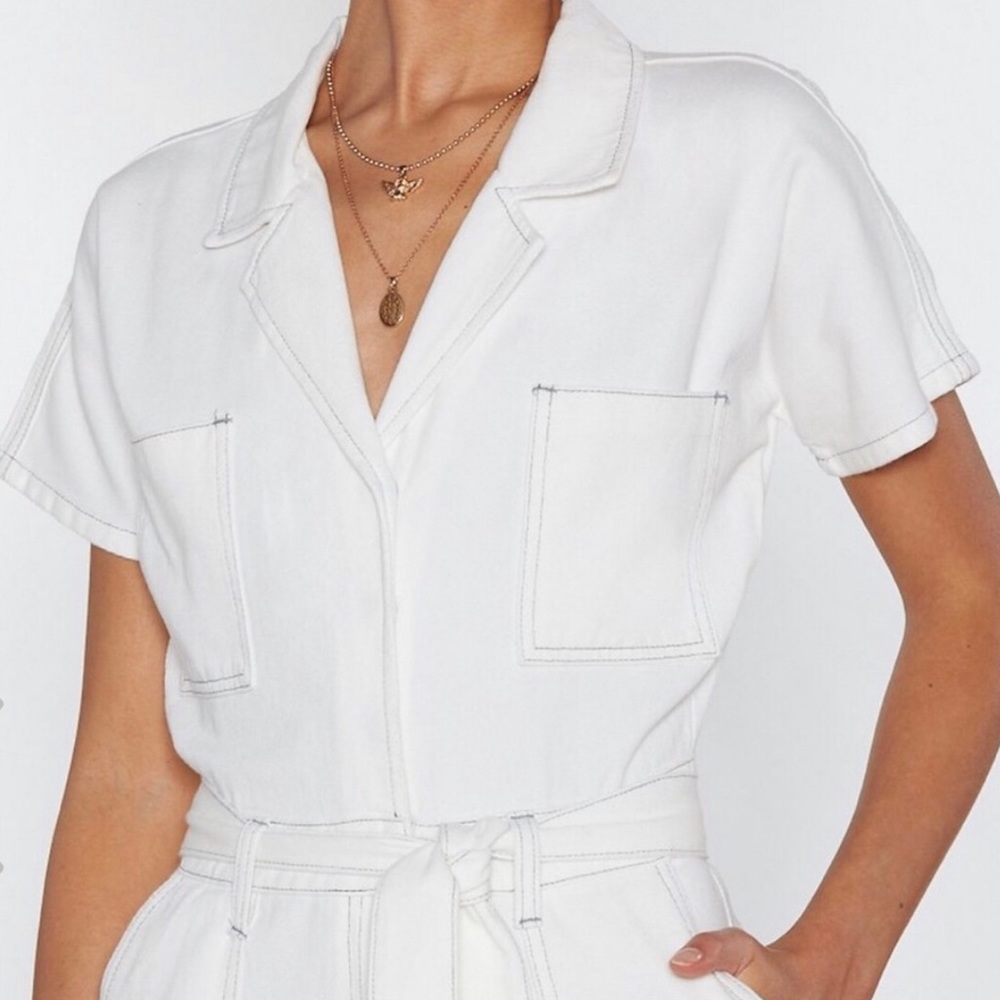 White Denim Boiler Suit From Nasty Gal
